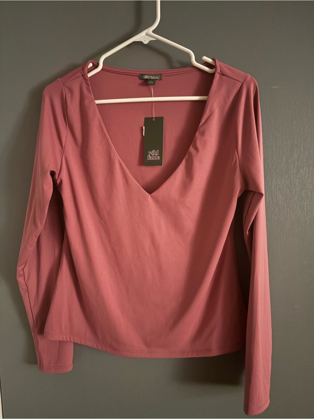 wild fable Dusty Rose Long-Sleeve V-Neck Top